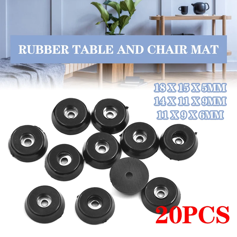 

20Pcs Black Rubber Table Chair Furniture Feet Leg Pads Tile Floor Protectors 18x15x5 /14*11*9 /11*9*6mm Table Chair Feet Pads