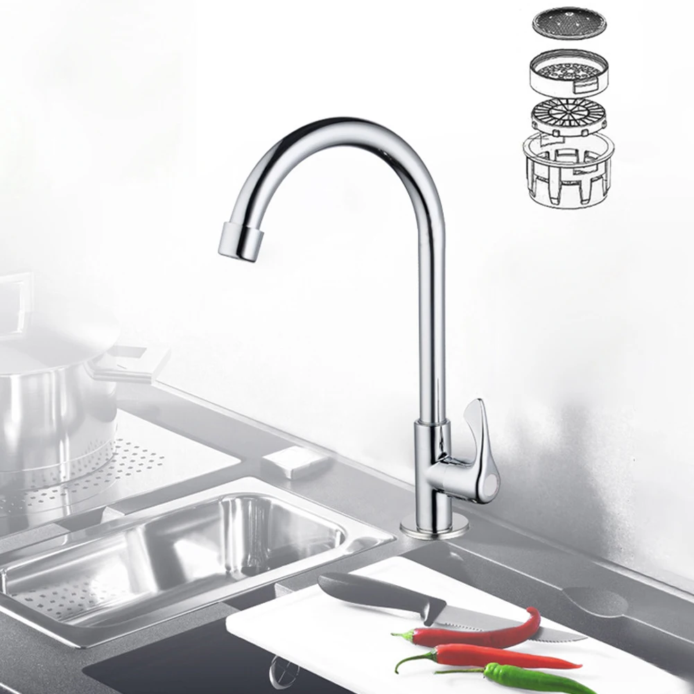 

360° Rotation Brass Kitchen Faucet Water Purifier Single Lever Hole Tap Single Cold Water Deck Mounted Kitchen Faucet