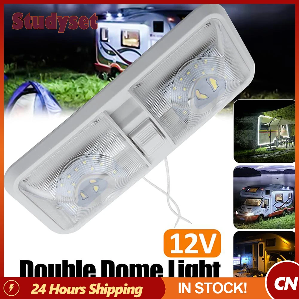

12v Adjustable Double Dome 48led Ceiling Light Less Heat High Lumen Long Service Life For Rv Campers Boats Trailer Cars