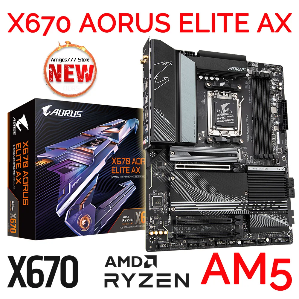 

Socket AM5 Gigabyte X670 AORUS ELITE AX AM5 Motherboard AM5 Ryzen 7000 Series Processor AM5 AMD X670 Mainboard DDR5 PCI-E 5.0