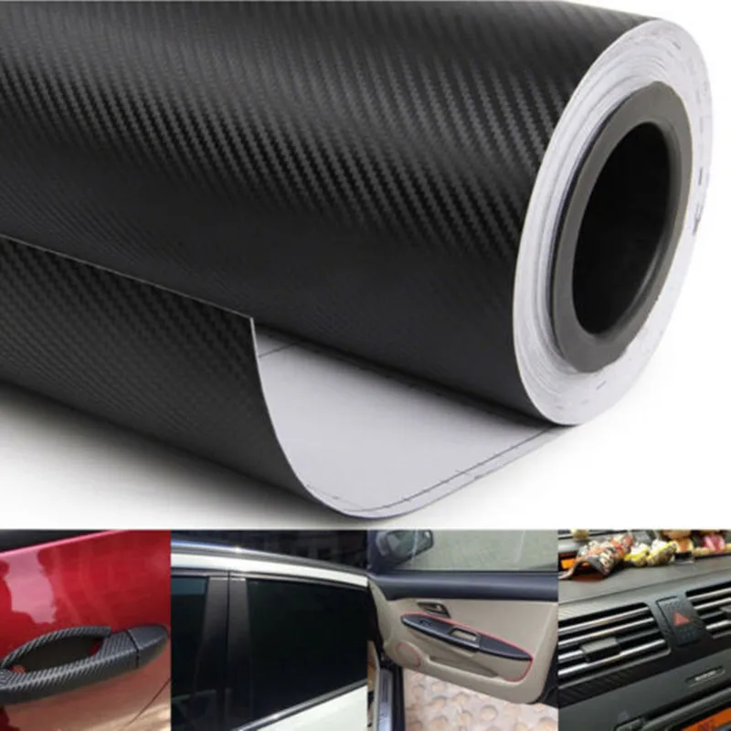 

Carbon Fibre Vinyl 3D Black Car Vehicle Wrap Film Bubble Air Free 127cm