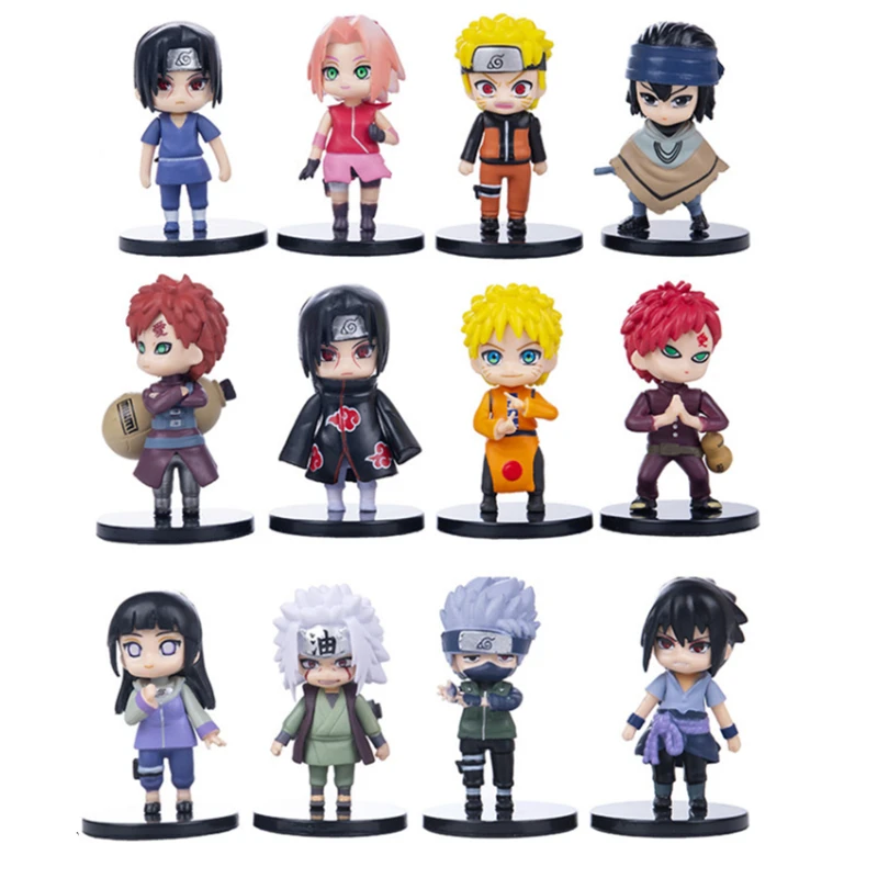 

6CM Naruto Q Version Cartoon Anime Figures Model Decoration Hinata Sasuke Kakashi Gaara Jiraiya Sakura Cute Doll Kids Gifts Toys