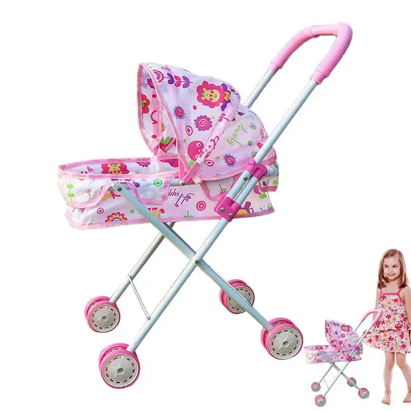 

Stroller For Dolls Foldable Retractable Canopy Kid Doll Stroller Girls Toy Stroller For Indoor & Outdoor Use Kids Girl Doll