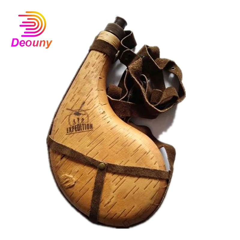 DEOUNY Birch Bark Crafts Novelty Flask Portable Whiskey Bottle Flask Tourist Wine Bag Bottle Water Bag Hip Flask Free Shipping
