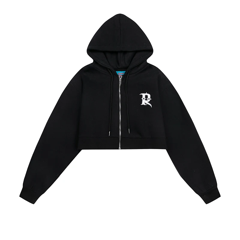 RUDDYCHEEKS RHCHS Women's Sweater Classic Letter Fashion Spicy Girl Open Umbilical Casual Fashion Pure Cotton Simple Hoodie