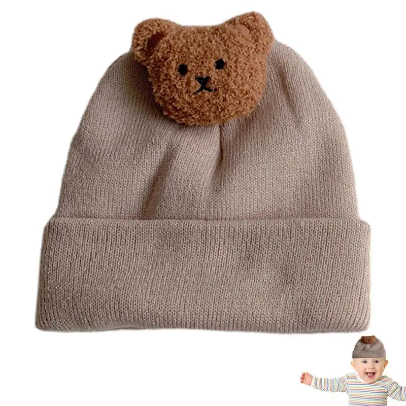 

Baby Hat Winter Bear Newborn Baby Hats Soft Comfortable Core Spun Yarn Winter Infant Hats Knitted Beanie Baby Cap For 0-12