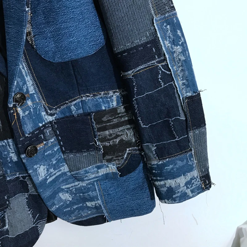 PFHQ мужские джинсовые лоскутные износостойкие пиджаки с дырками индивидуальные