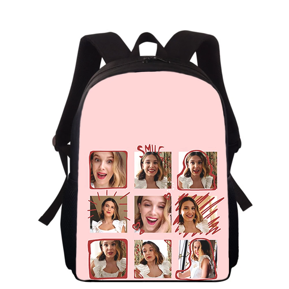 Millie Bobby Brown 15” 3D Print Kids Backpack Primary School Bags for Boys Girls Back Pack Students School Book Bags