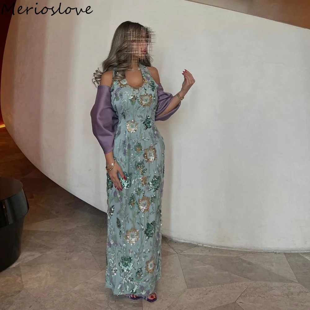 

Merioslove Exquisite Crystal Beading Sequined Mermaid Prom Dresses Off the Shoulder Saudi Arabic Party Evening Gowns