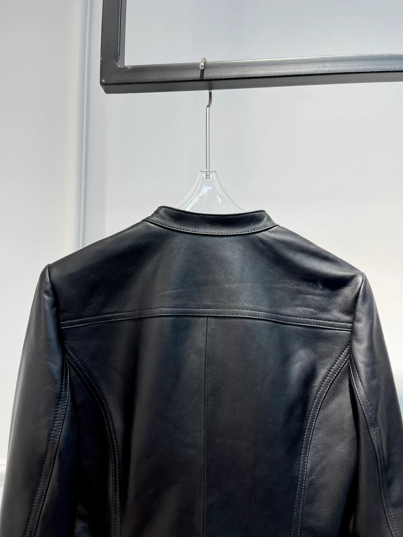 Top Quality Wool Genuine Leather Women Black Jacket 2022 Autumn Fashion Handsome Motorcycle Style Coat Irregular Zipper Design