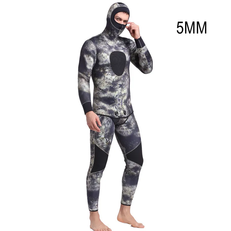 3MM 5MM Men Neoprene Scuba UnderWater Hunting Swim Diving Suit Hood Keep Warm Surfing Snorkeling Spearfishing Kayaking WetSuit