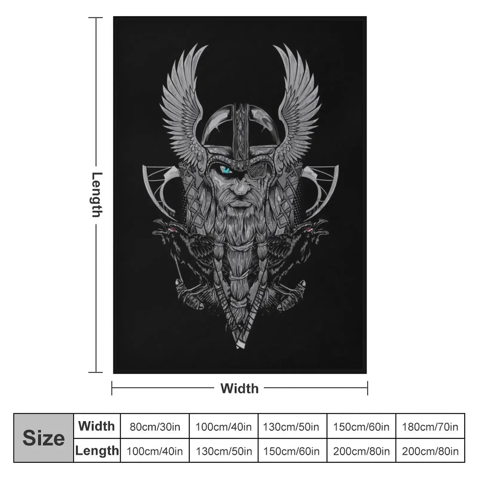 Скандинавская мифология с вороном Хьюн и Маннинн. Декоративное одеяло для