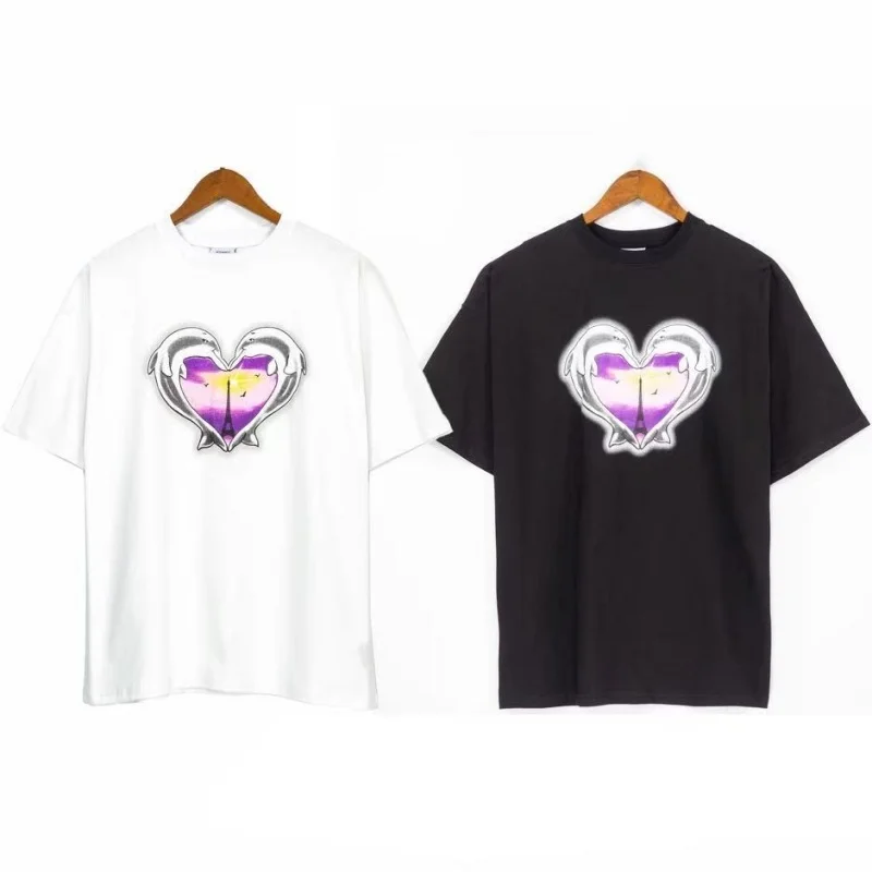 

Heavy Fabric Vetements T Shirt Men Women Unisex 1:1 Best Quality T-shirt Eiffel Tower Dolphin Print Vetements Tee VTM Tops