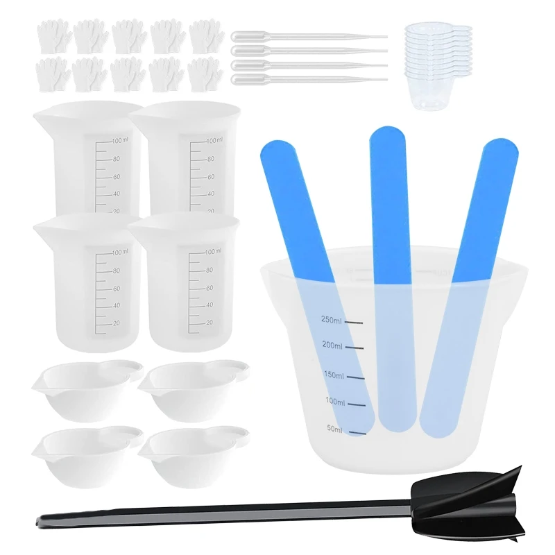 

Epoxy Resin Mixing Tools Kit Includes Graduated Measuring Cups Resin Cups Stirring Sticks Epoxy Mixer Gloves Pipettes T8DE