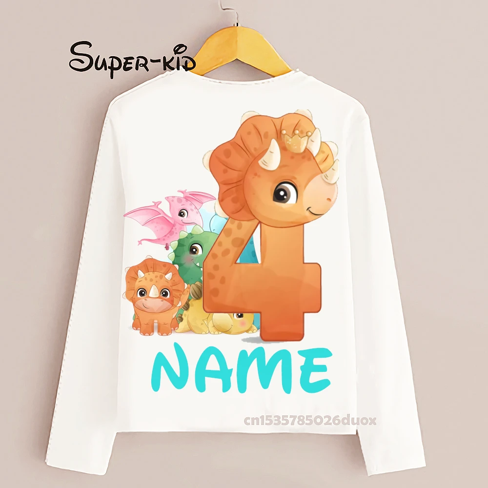 Футболка с длинным рукавом для мальчиков и девочек рубашка динозавром дня