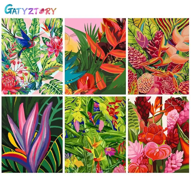 

GATYZTORY Coloring By Number Flower DIY Room Wall Art Painting By Number Home Decoration Gift 60x75cm For Adults