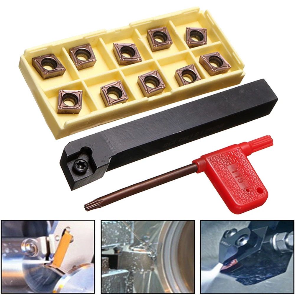 

Lathe Threading Turning Tool SCLCR1212H09 Holder with 10pcs CCMT09T304 Carbide Threading Turning Insert High Wear Resistance