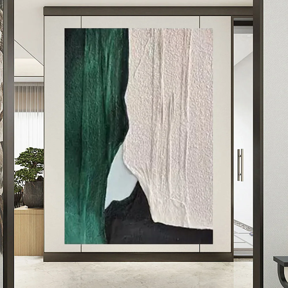 

Горячая Распродажа, ручная роспись, зелёный и белый холст, Большой Простой Современный абстрактный декор для комнаты, домашний декор, художественный настенный плакат, модный