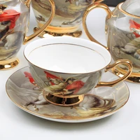 europe noble bone china coffee cup saucer spoon set 220ml luxury ceramic mug top grade porcelain tea cup cafe party drinkware