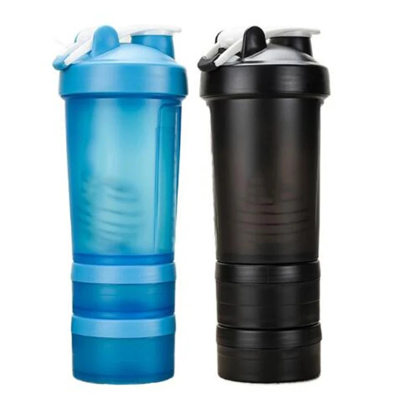

650ML Protein Powder Shaker Bottles Spring Shaker Cup Gym Three Layers Shaker Protein Milk Shaker Sport Water Bottles
