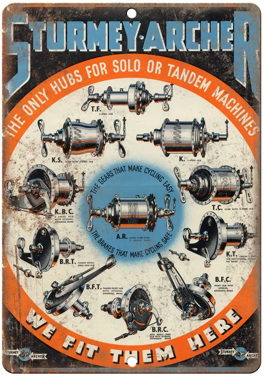 Sturmey Archer We Fit Them Here Tin Sign art wall decoration vintage aluminum retro metal sign |