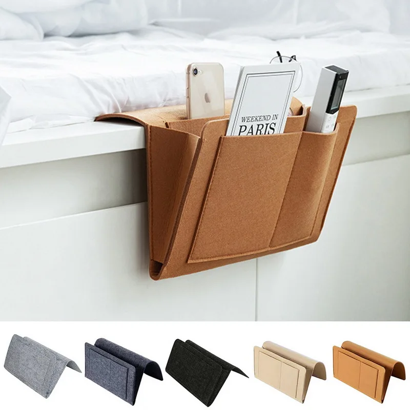

Felt Bedside Storage Bag Anti-slip Bed Sofa Side Remote Control Sundries Storage Organizer Holder Armchair Hanging Pouch Pockets