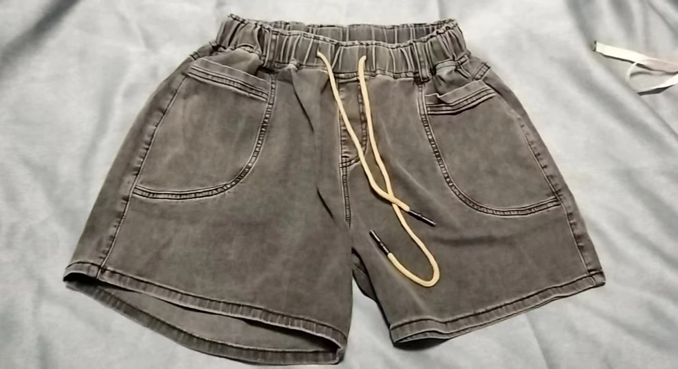 Casual Large Size Jeans Shorts Women's Clothing 2023 Spring Summer New Korean Elastic High Waist Drawstring Denim Shorts AC196