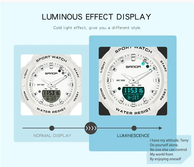 Часы наручные SANDA женские кварцевые в стиле милитари водонепроницаемые до 5 атм