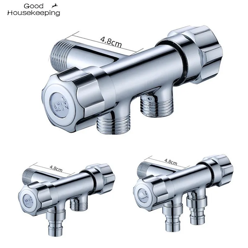 G1/2 Three-way Triangle Valve One Into Two Out Double Water Angle Valve Washing Machine Toilet Stop Valve Multi-function Tap