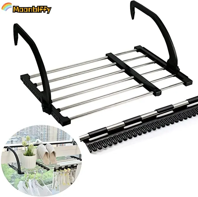 

Подставка для балкона с зажимами для одежды, регулируемая подставка, подставка для сушки носков и полотенец, складная подставка для белья в ...