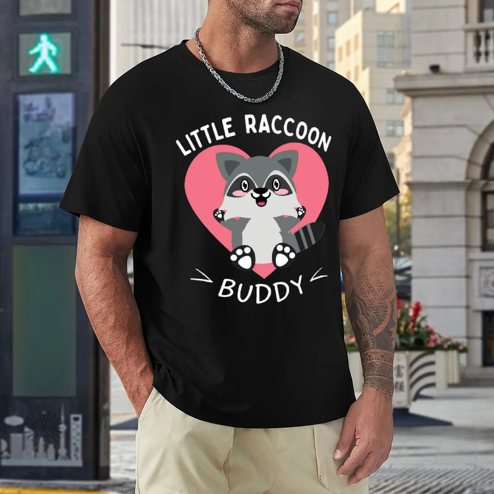 

Little Raccoon Buddy (Raccoon Lover) Classic T-shirt Fresh Campaign T-shirts Hipster Leisure Funny Novelty USA Size