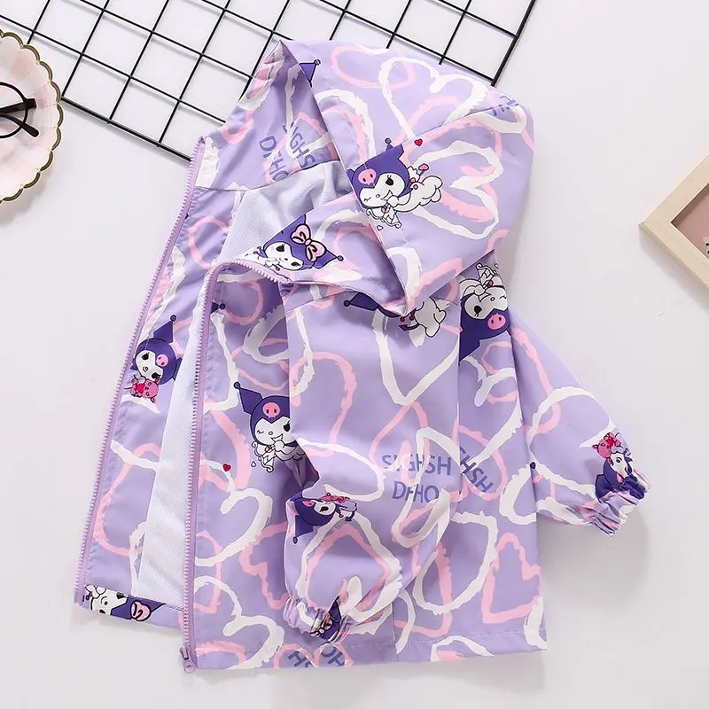 

Kawaii Sanrios аниме серия Kuromi Осень новинка куртка для девочек Детская куртка для бега Тонкий удобный Топ Симпатичная модная куртка