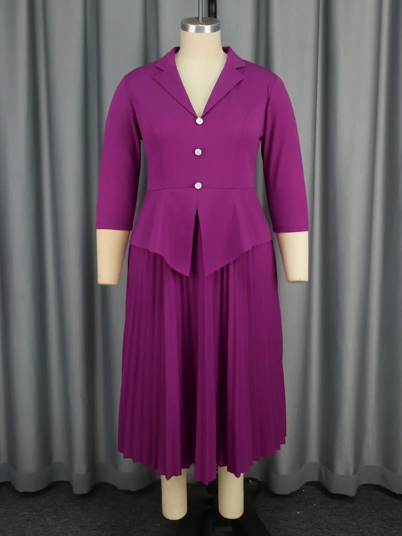 Классическое женское торжественное офисное плиссированное платье с лацканами и