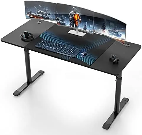 

Большой игровой стол, 60 дюймов, ручной регулируемый по высоте черный игровой компьютерный стол, стол для дома и офиса, длинный компьютер, прочный E