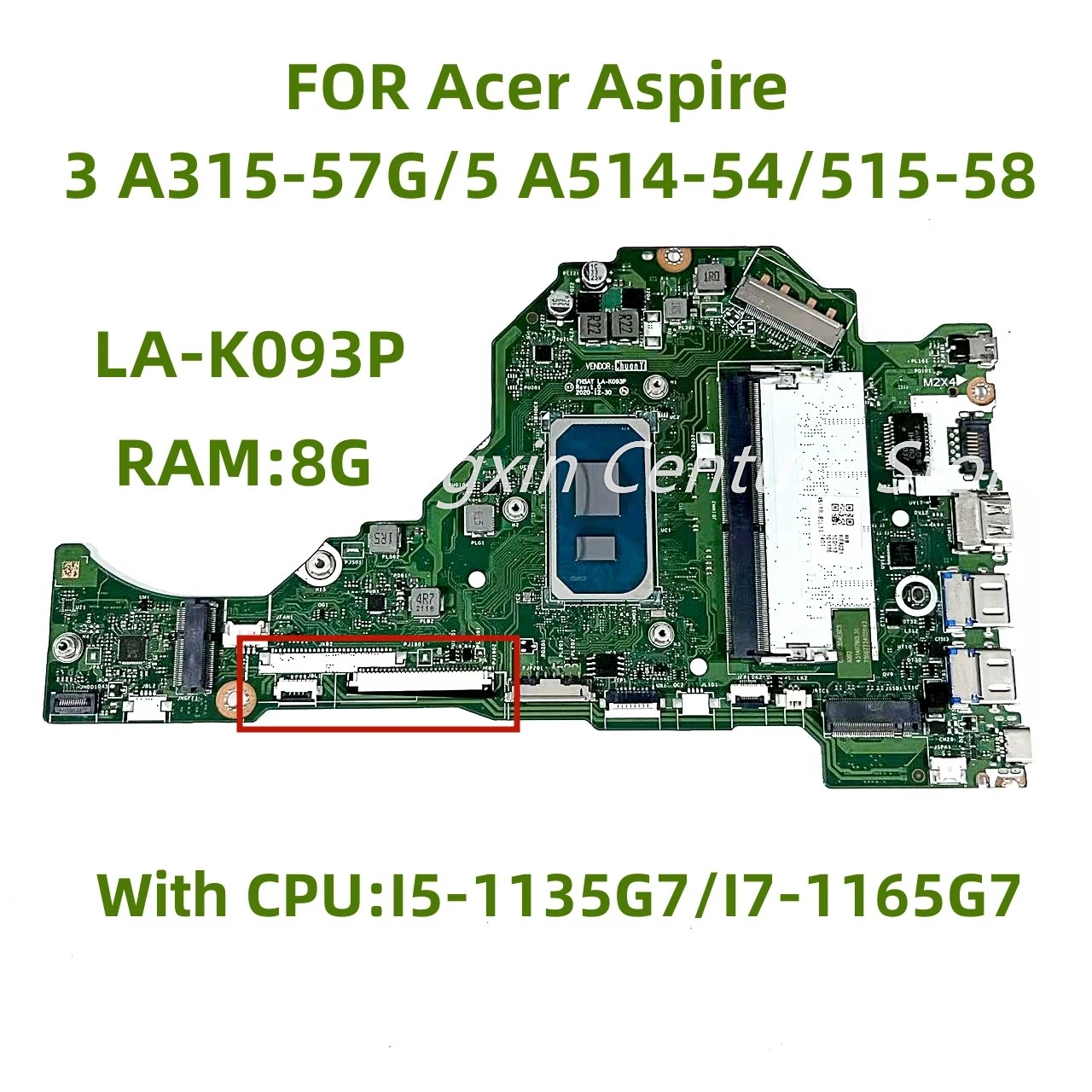 

Оригинальная материнская плата для ноутбука Acer Aspire Φ с процессором: Φ I7-1165G 7 ОЗУ: 8 ГБ 100% Протестировано Полная работа