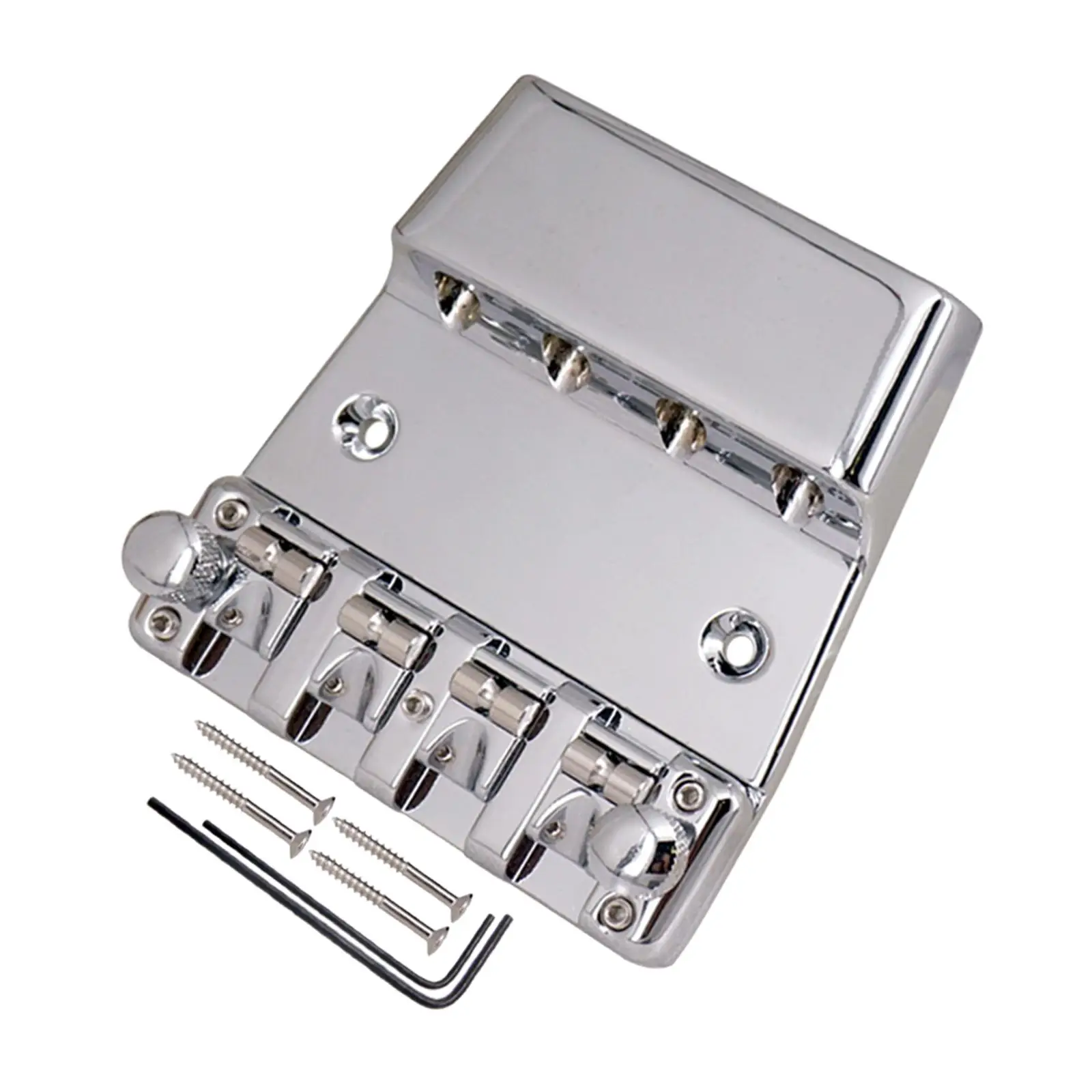 

4 String Hard Tail Bass Bridge Electric Guitar Bass Silver Easy to Install
