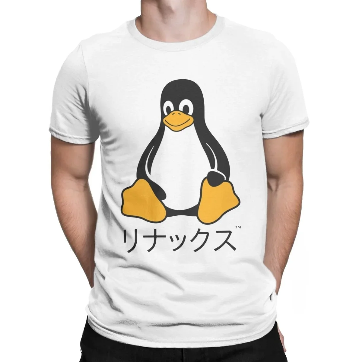 Футболка мужская с круглым вырезом забавная тенниска из хлопка принтом пингвина