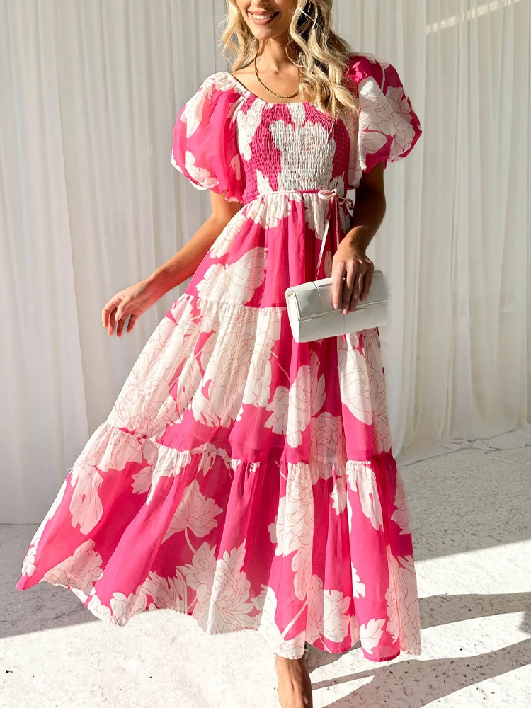 Женские Платья с цветочным принтом сексуальное длинное платье открытыми плечами