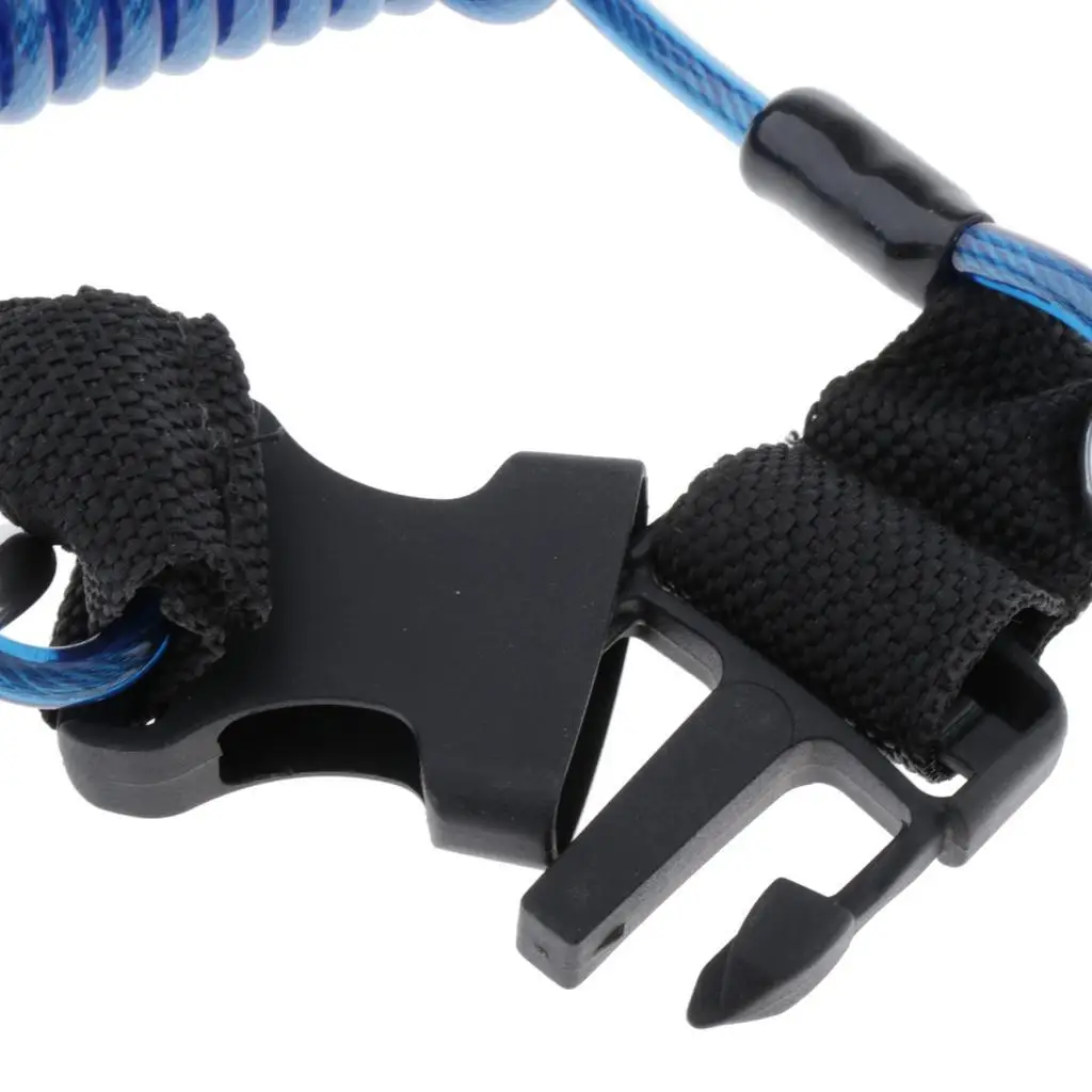 

Scuba Diving Stainless Steel Dual Reef Hooks Spiral Coiled Lanyard Black