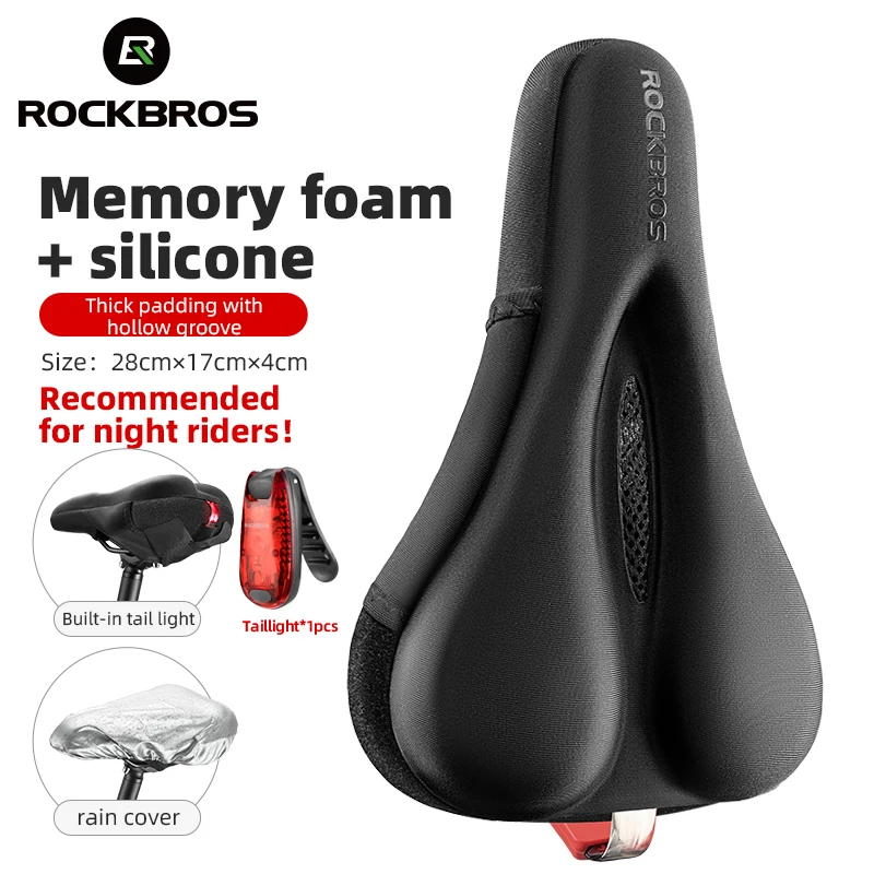 

Rockbros wholesale MTB Road Cycling Bike Seat Cover Saddle Cover With Rear Light Breath Breathable Cushion Shockproof Rainproof