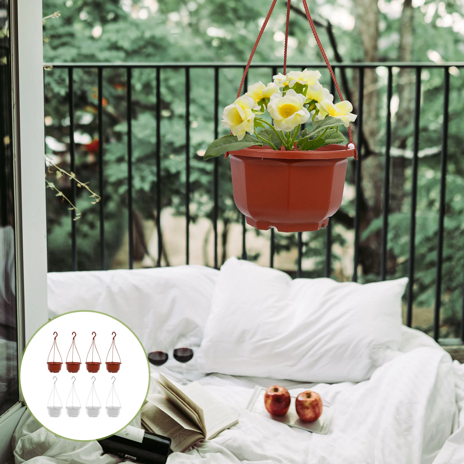 

Hangingbasket Flower Planter Pots Holder Potplastic Wall Hanger Indoorgarden Holders Railing Orchid Faux Air Mounted Nursery