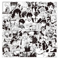 103050pcs new black and white mix and match anime graffiti waterproof sticker helmet motorcycle computer mobile phone notebook