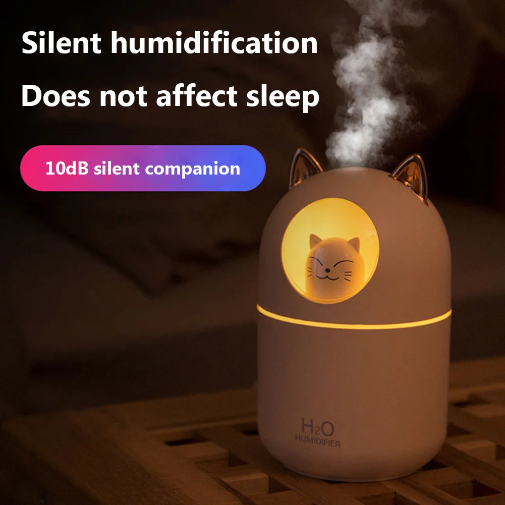 Cute Cartoon Cat Aroma Diffuser With Night Light Usb Cold Mist Maker For Home Car Air Purifier Freshener