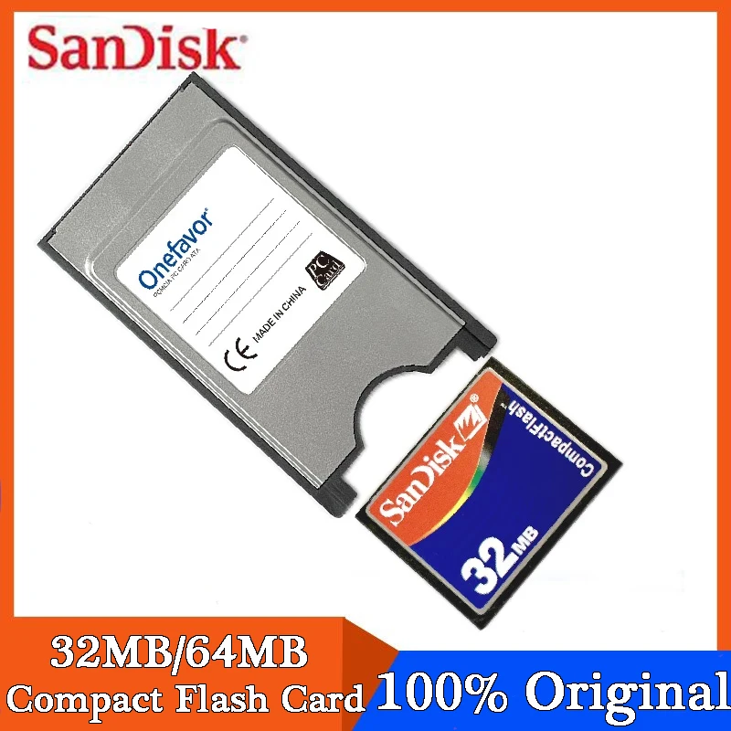 

SanDisk Memory Card 100% Original CF Card 32MB 64MB Flash Full HD Digital Camera Free Gift PC Card Case Adapter
