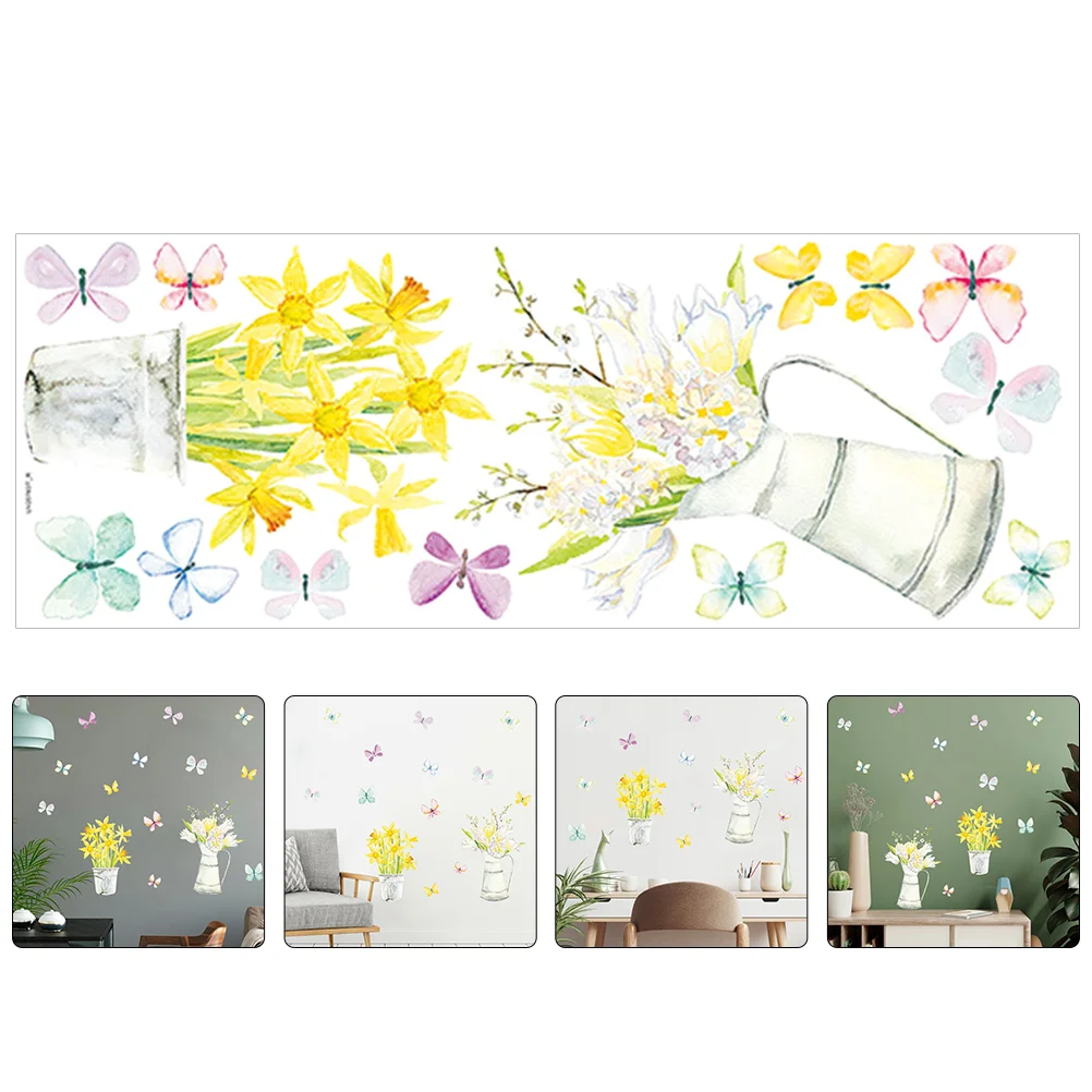 

Flowers Wall Sticker Decor Fresh Cabinet Wallpaper Pvc Decals DIY Kids Room Stickers