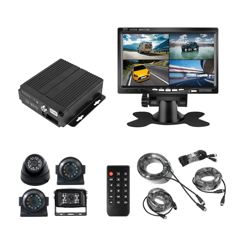 

Автомобильный MDVR 4-канальный мобильный видеорегистратор, система парковки, 7-дюймовый экран, камера для грузовика, автобуса, система камеры ...