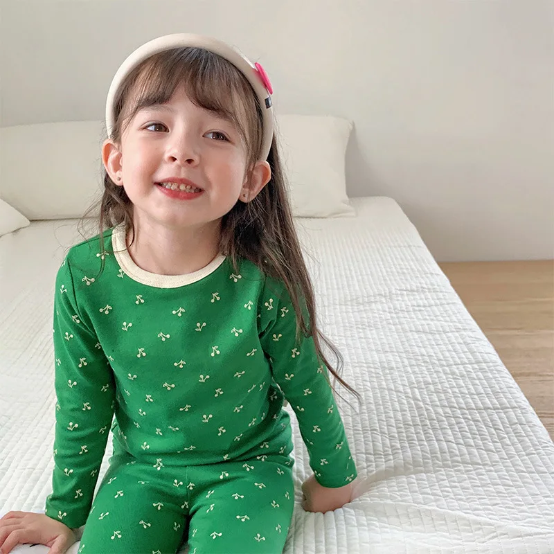 

2022 Autumn Kid Pajama Sets Sleepwear for Boys and Girls Cotton Children's Clothing Top +Pants Two-piece Set