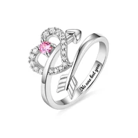 personalized cupids arrow heart engraved namebirthstone rings 925 sterling silver jewelry birthday gifts for women girlfriend