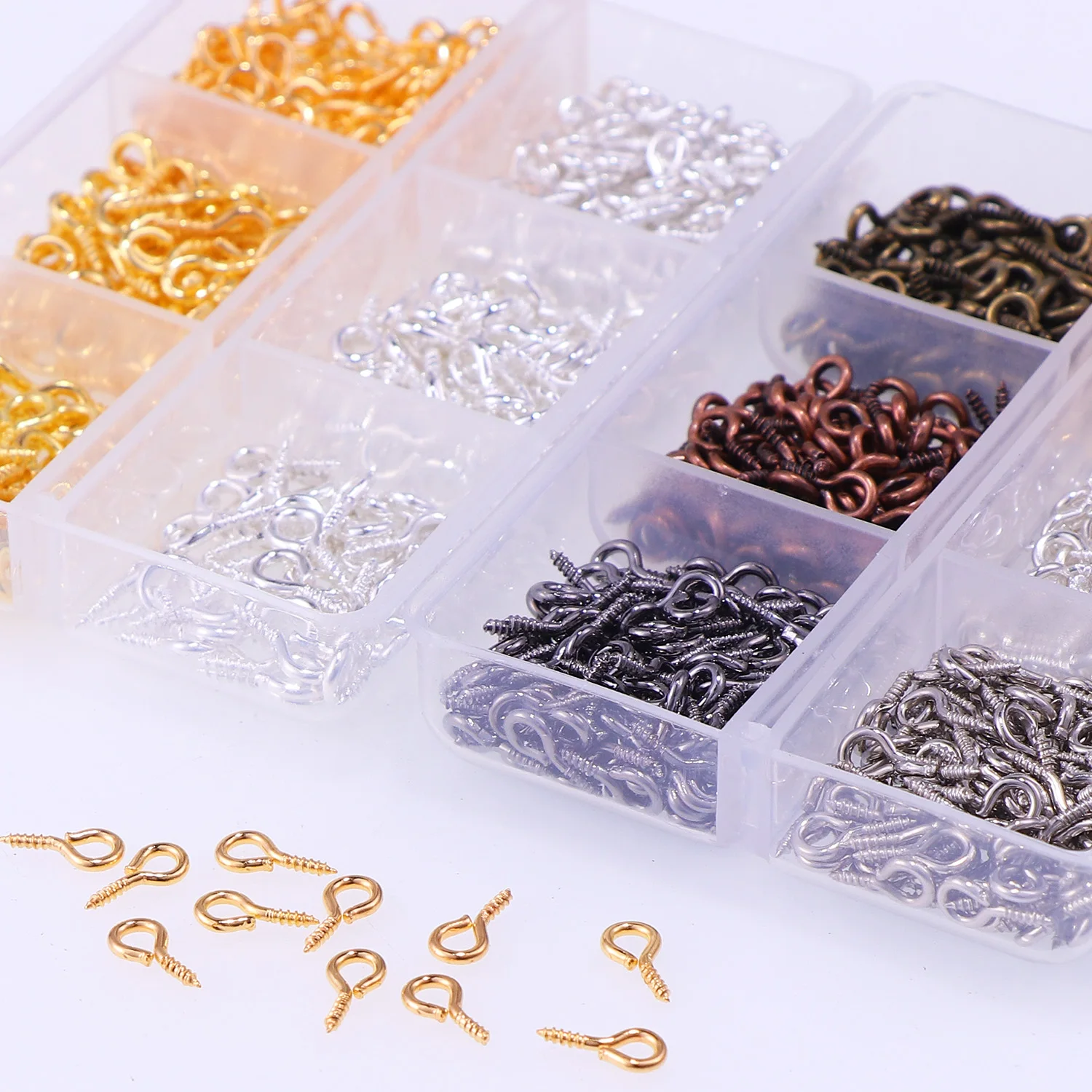 

Boxed Eye Screw Tiny Jewelry Hooks Mini Hoop Clasps Threaded Metal Peg For Accessories Making Materials Handmade DIY