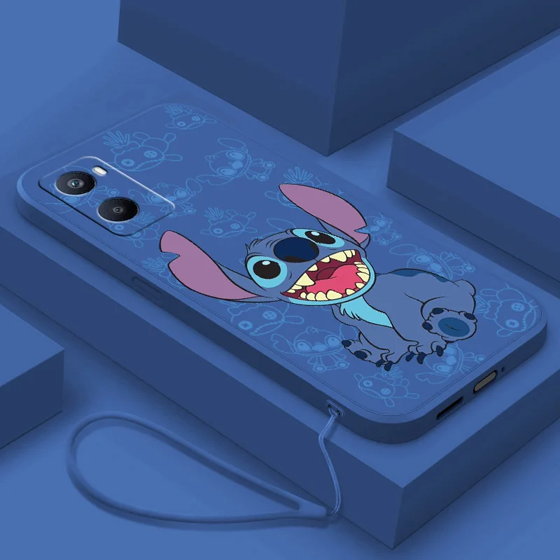 

Cute Anime Stitch Art Phone Case For OPPO F21 F9 F7 F5 Find X5 X3 X2 Neo A16S A5 2020 Pro Lite Liquid Rope Funda Cover